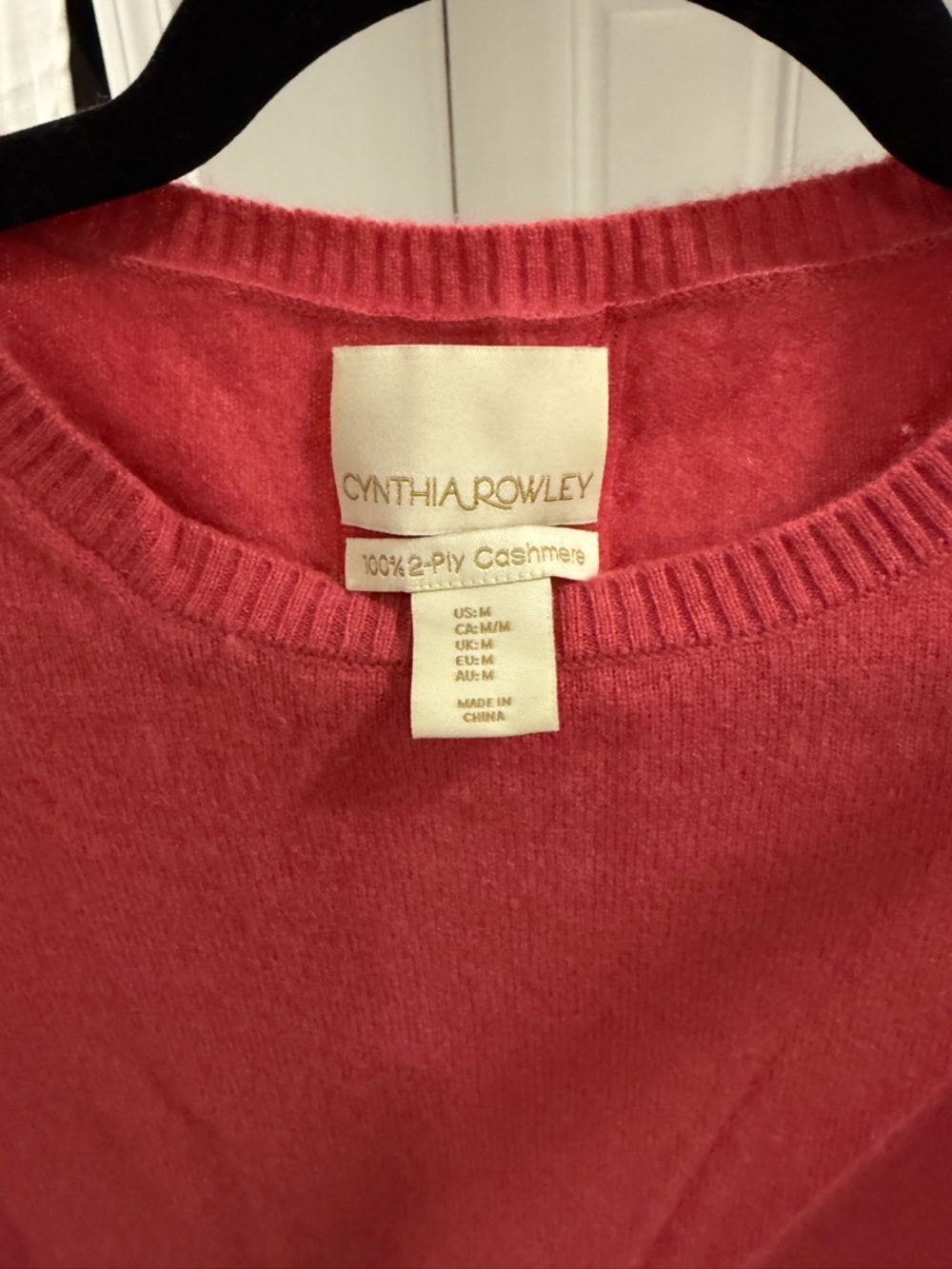 Cynthia Rowley Rose Pink Cashmere Crewneck Sweater